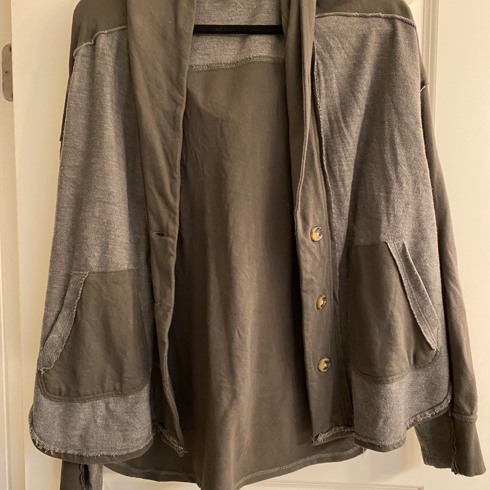 Olive Green Hooded Jacket with Pockets